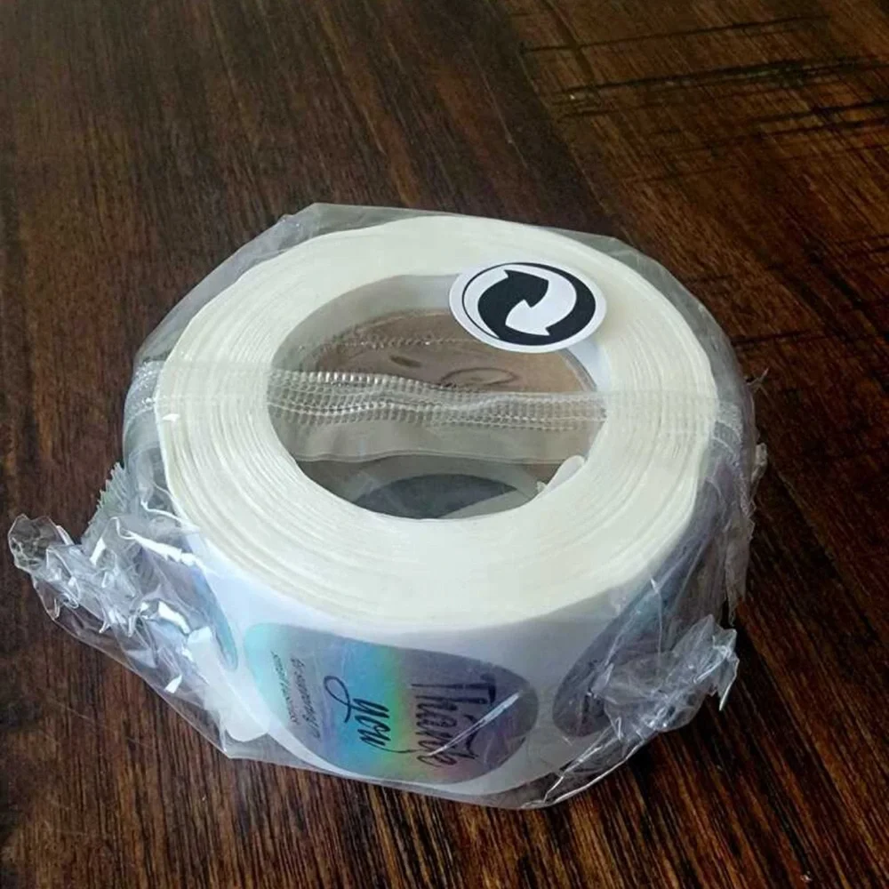 New 500 Pcs Laser Holographic Thank You  Silver Round Business Adhesive Stickers - Picture 9 of 10